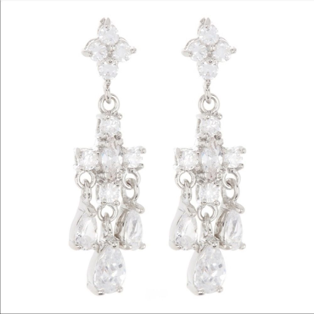 Carolee Crystal Cluster Chandelier Earrings New